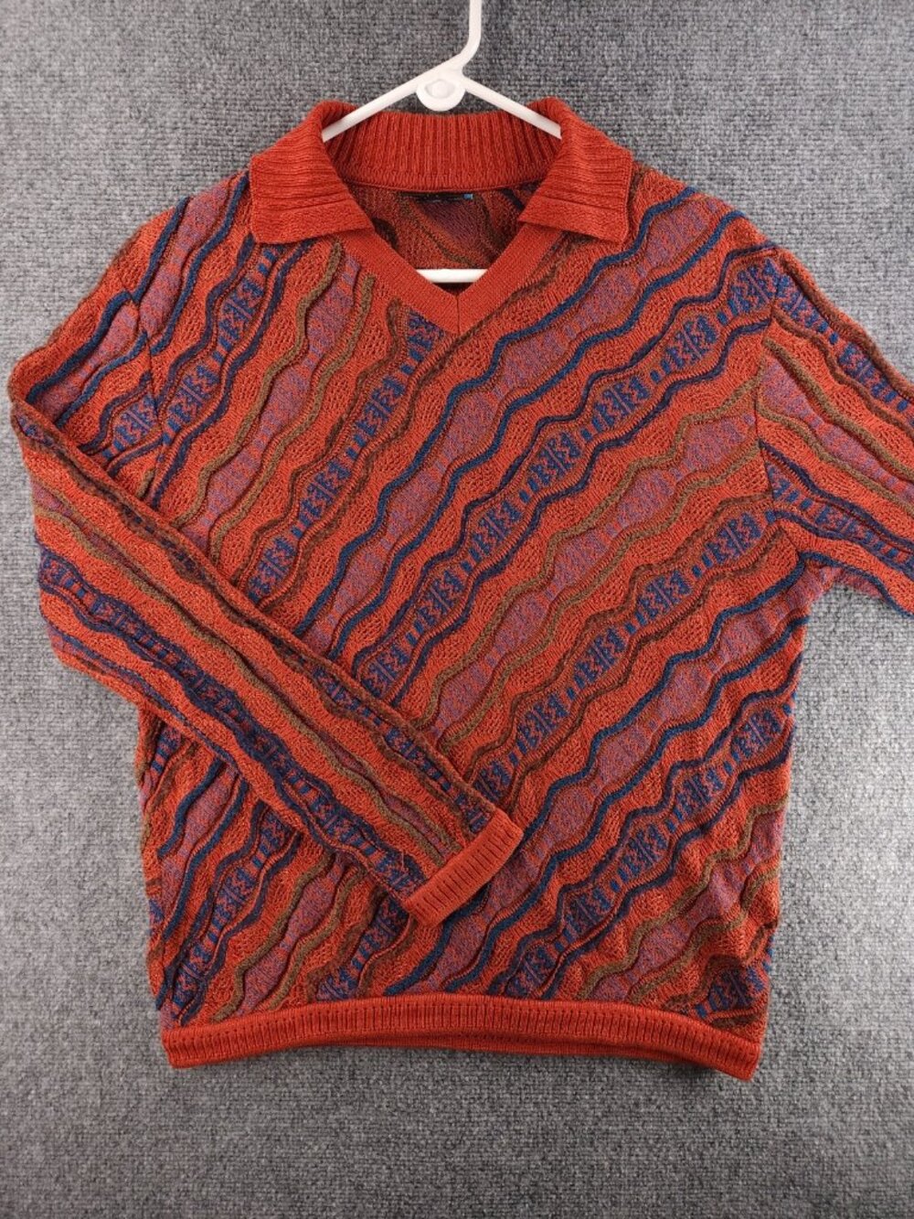 Coogi Australia Wool Alpaca Blend Sweater 3D Lightweight Large Pullover Orange